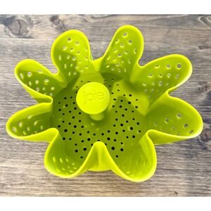 Joie Silicone Vegetable Steamer Basket Lime Green Flower Design Kitchen Tool